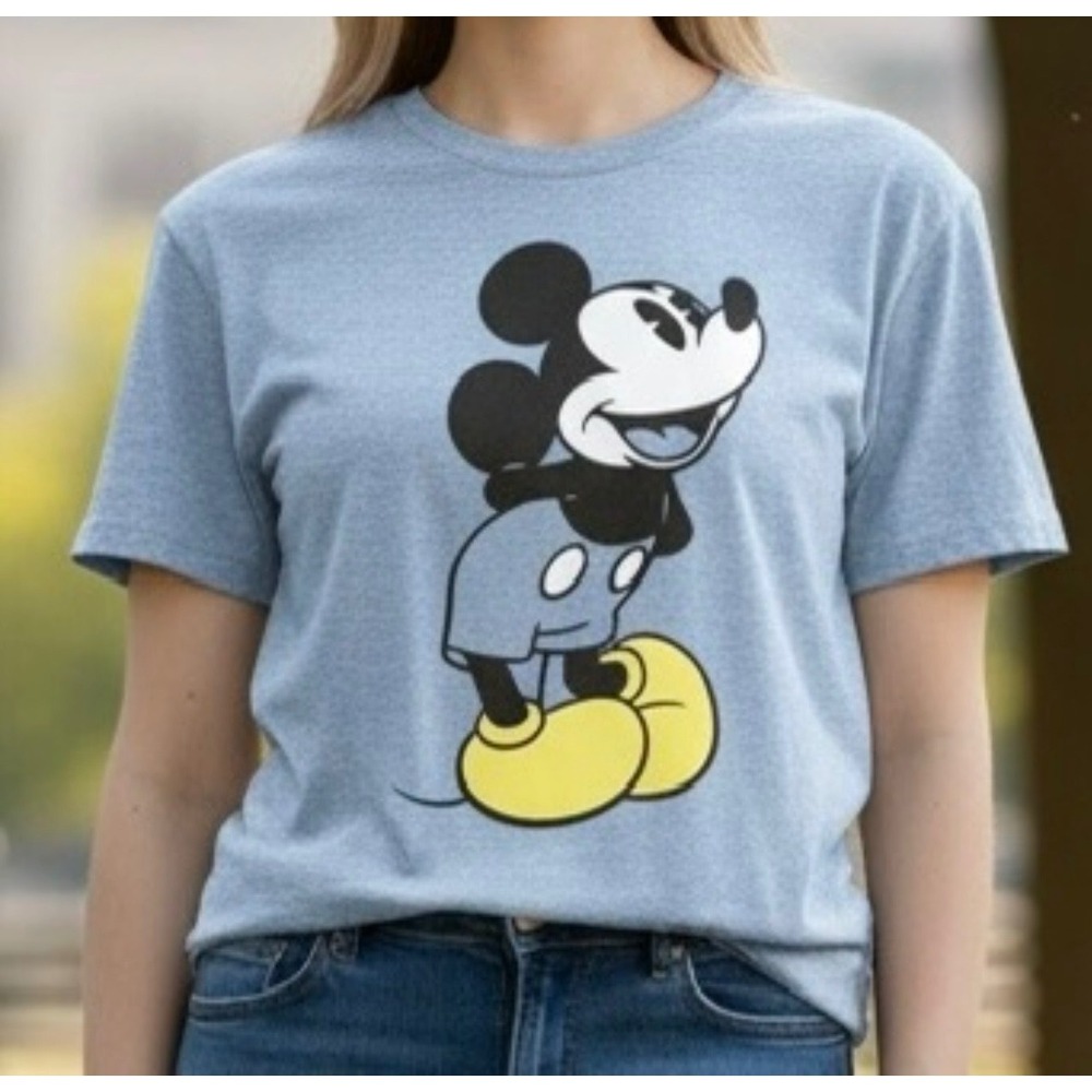 Disney Mickey Mouse Graphic Classic T-Shirt Womens XXL Light Blue Heather Used